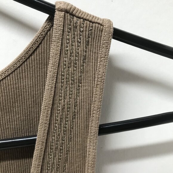 Express Rhinestone Embellished Tan Tie-Dye Ribbed Tank Top - Picture 4 of 10